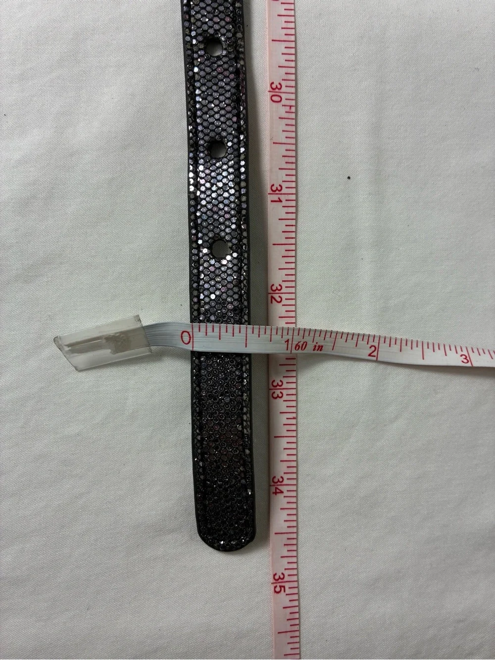 Women's belt 34” Sparkle Black Faux Leather Iridescent Finish braided